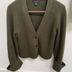 Banana Republic Olive Green wool and cashmere cardigan sweater